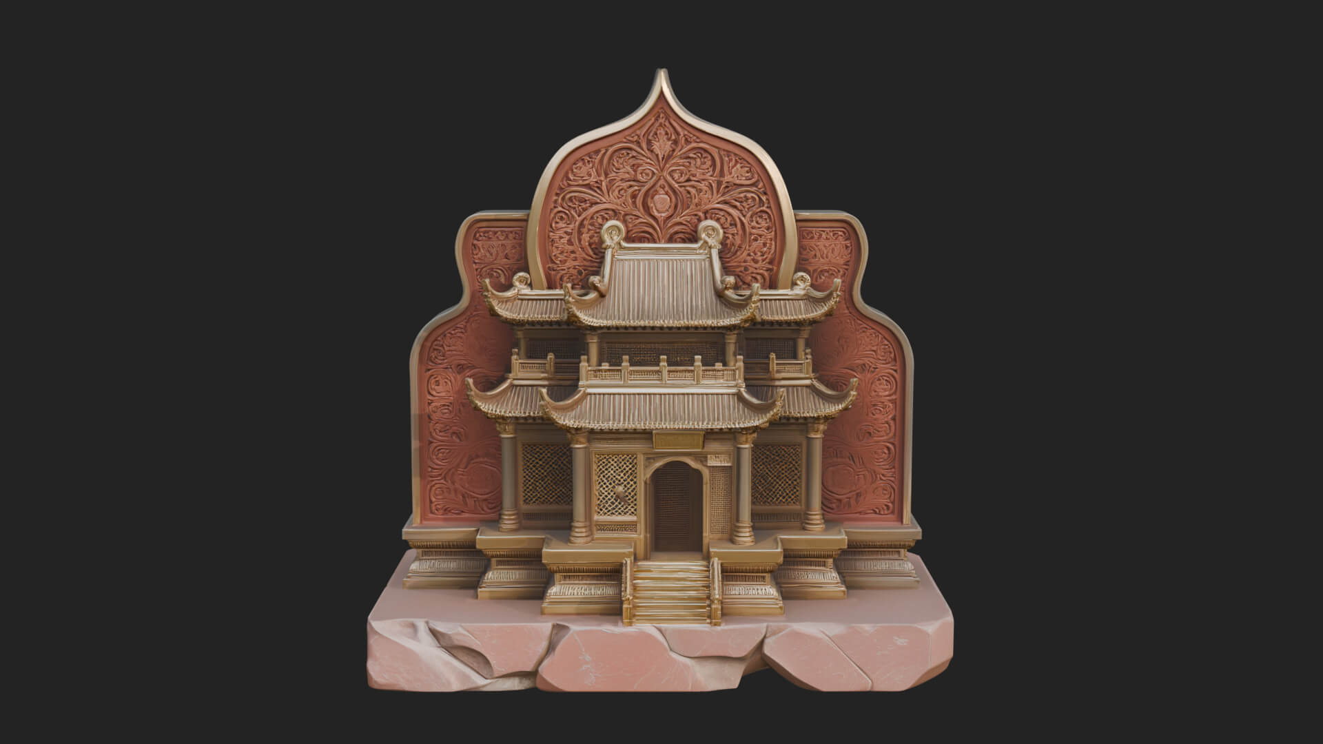 Temple Shrine Relief Plaque Design 1 3D Print Model 3D Model
