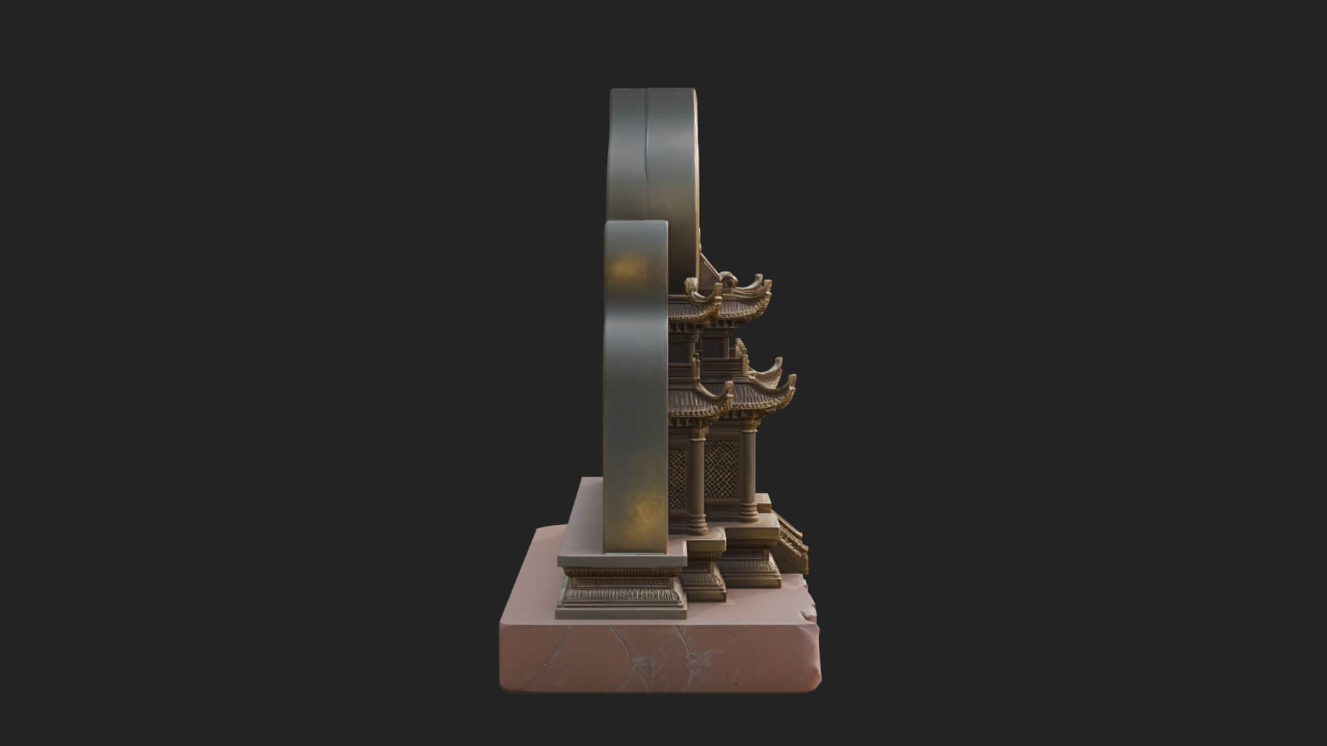 Temple Shrine Relief Plaque Design 1 3D Print Model 3D Model