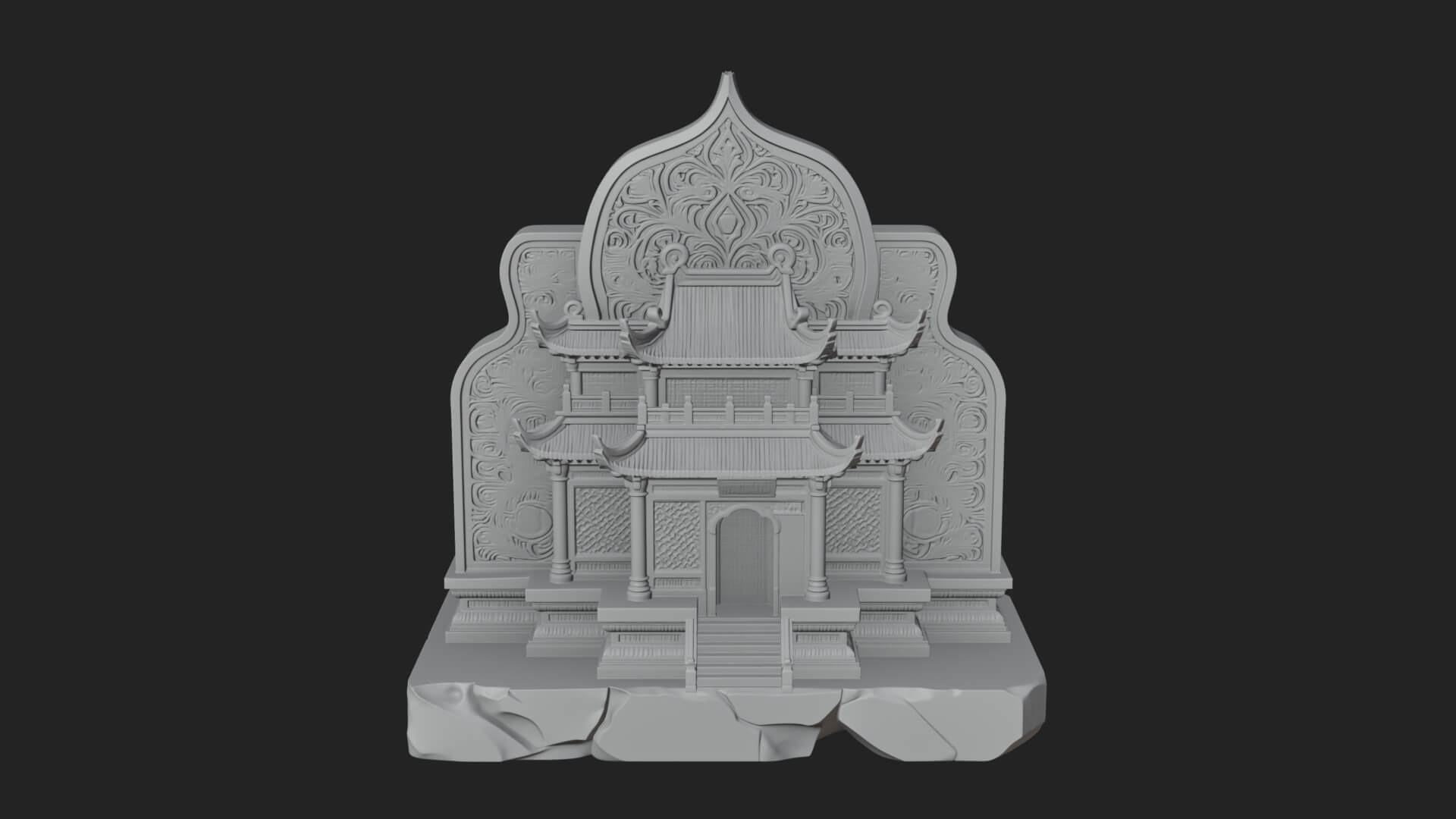 Temple Shrine Relief Plaque Design 1 3D Print Model 3D Model