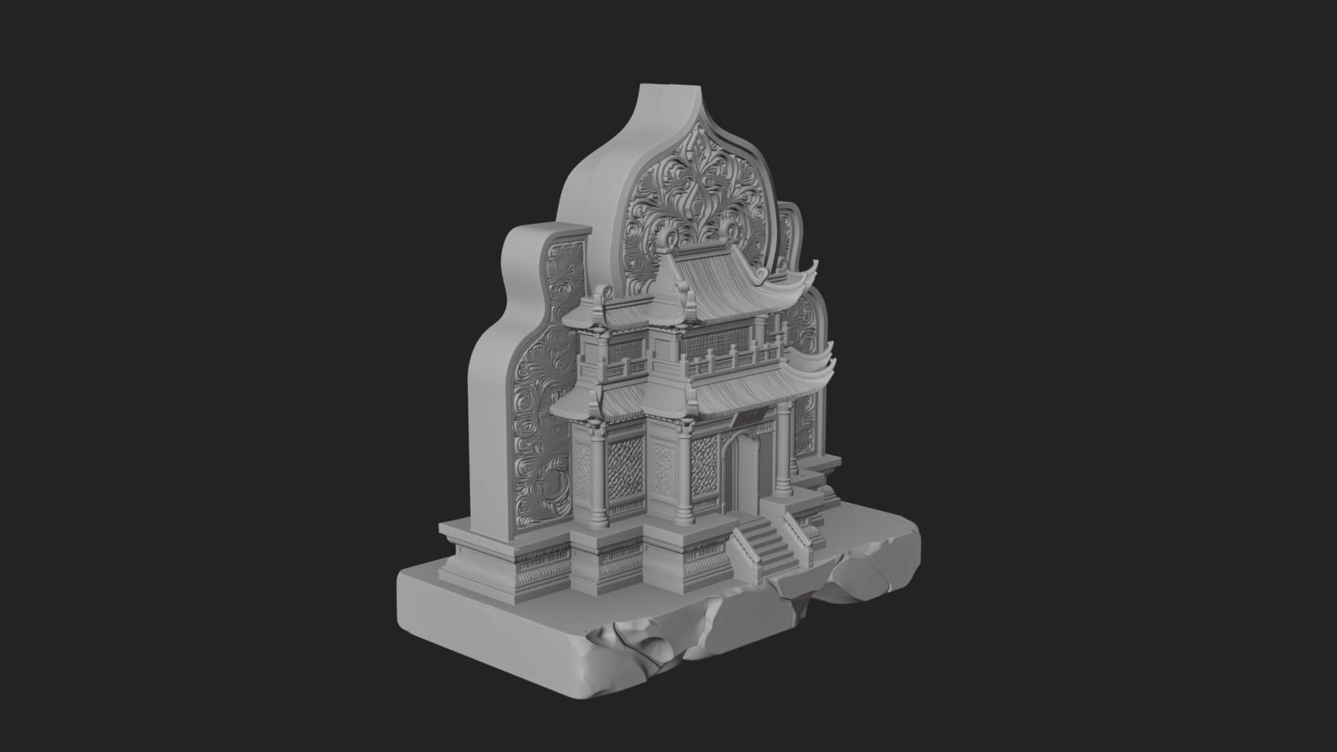 Temple Shrine Relief Plaque Design 1 3D Print Model 3D Model