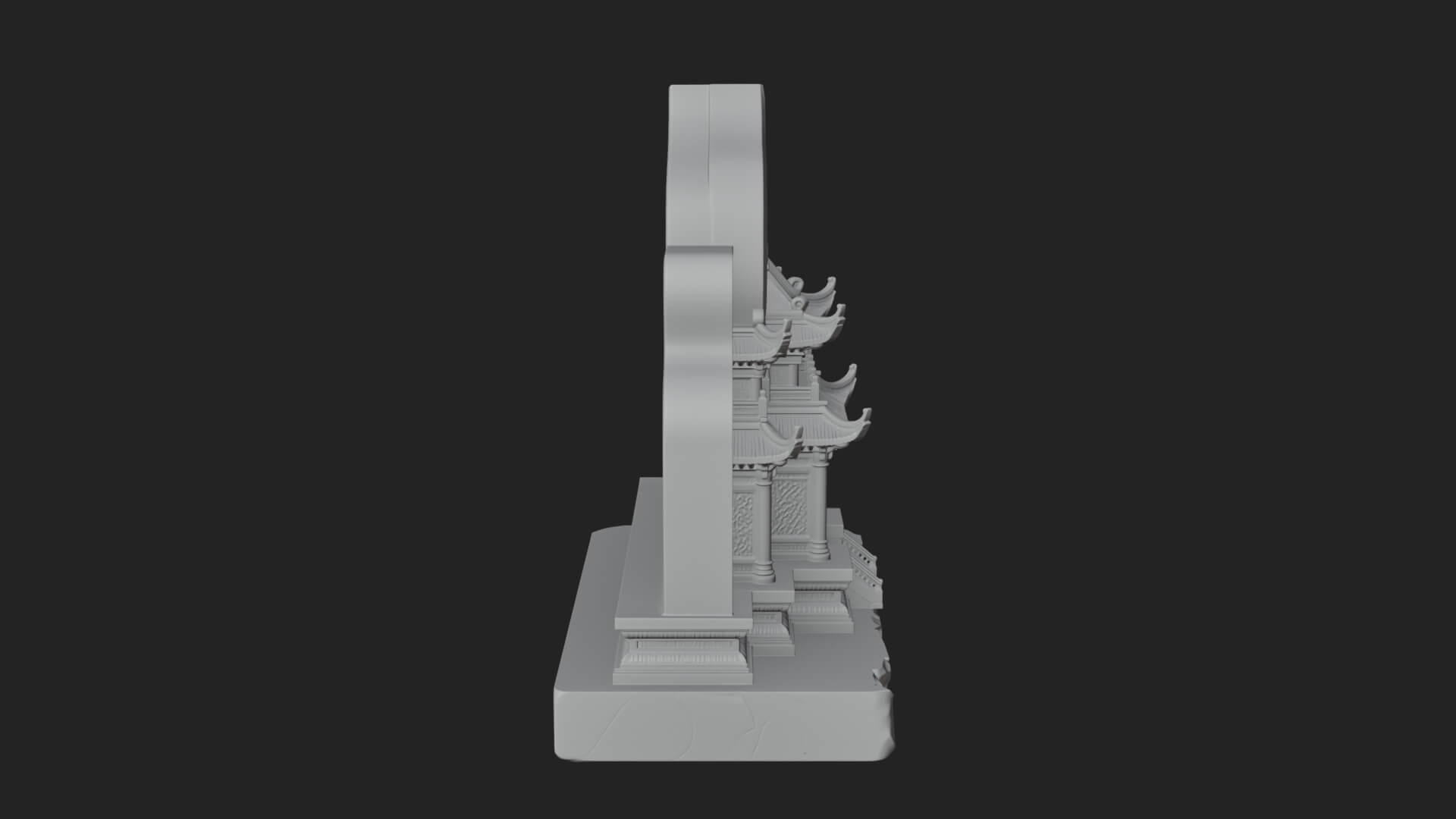 Temple Shrine Relief Plaque Design 1 3D Print Model 3D Model