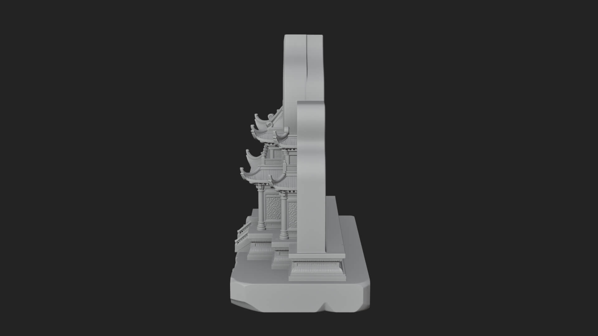 Temple Shrine Relief Plaque Design 1 3D Print Model 3D Model