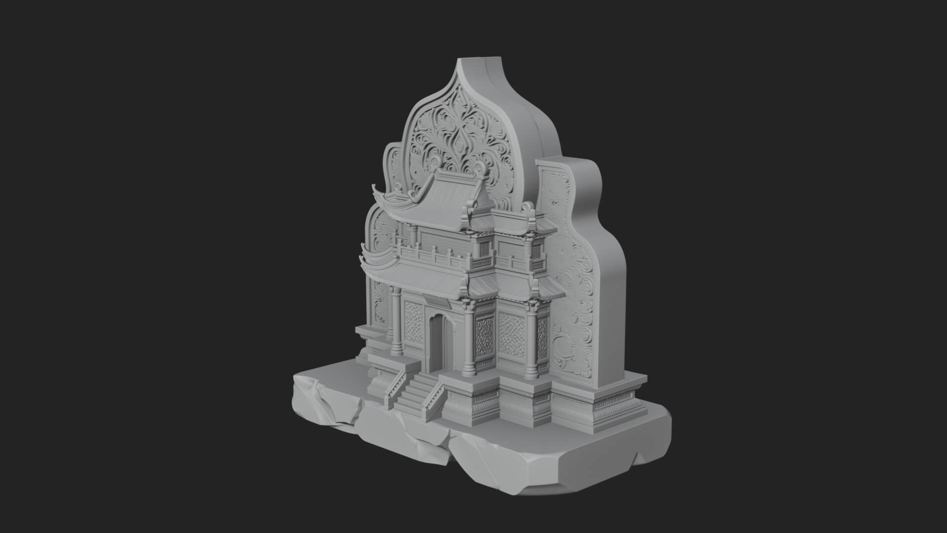 Temple Shrine Relief Plaque Design 1 3D Print Model 3D Model