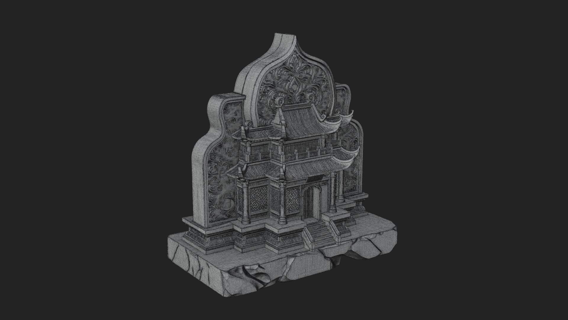 Temple Shrine Relief Plaque Design 1 3D Print Model 3D Model