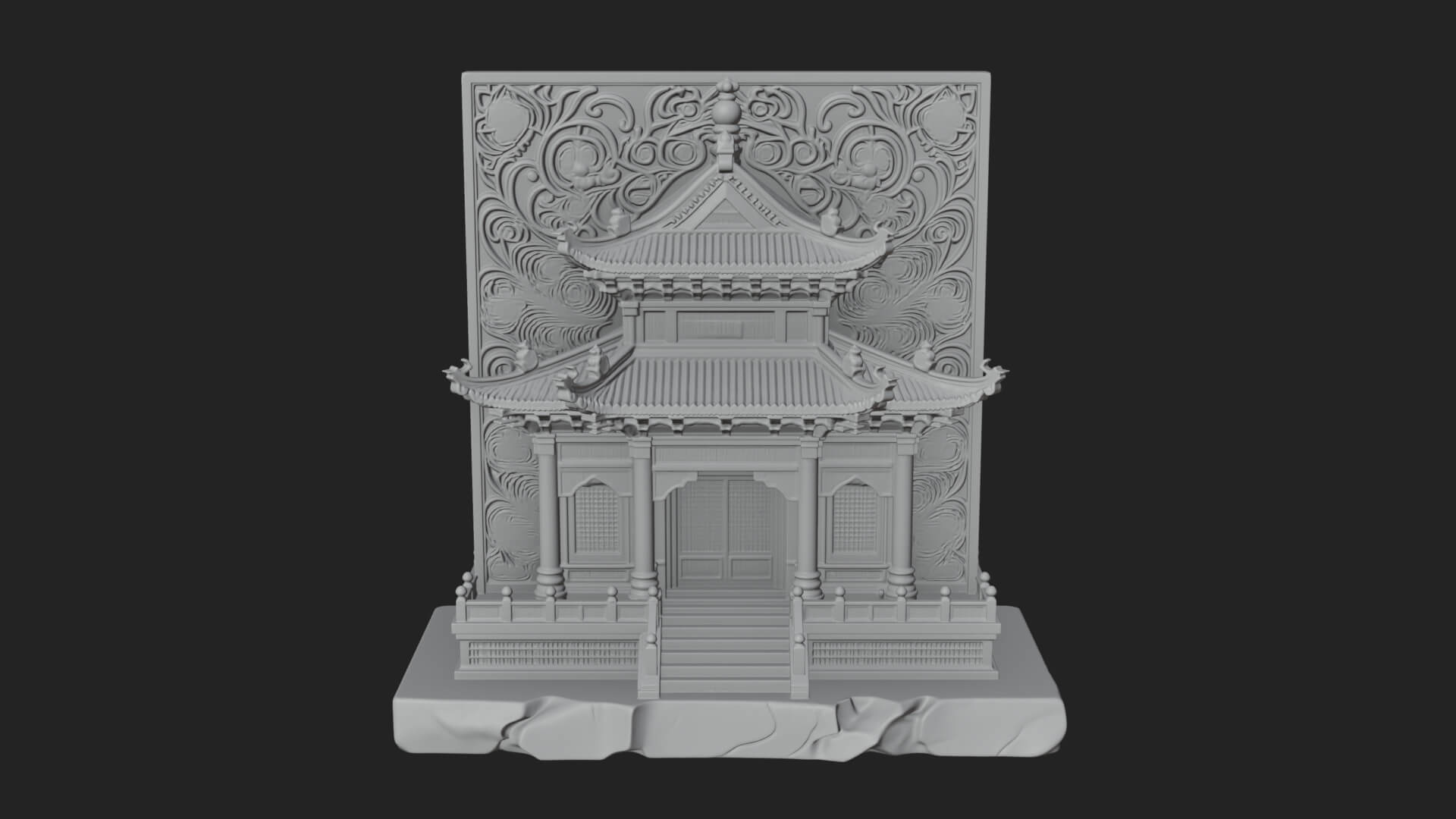 Temple Shrine Relief Plaque Design 2 3D Print Model 3D Model