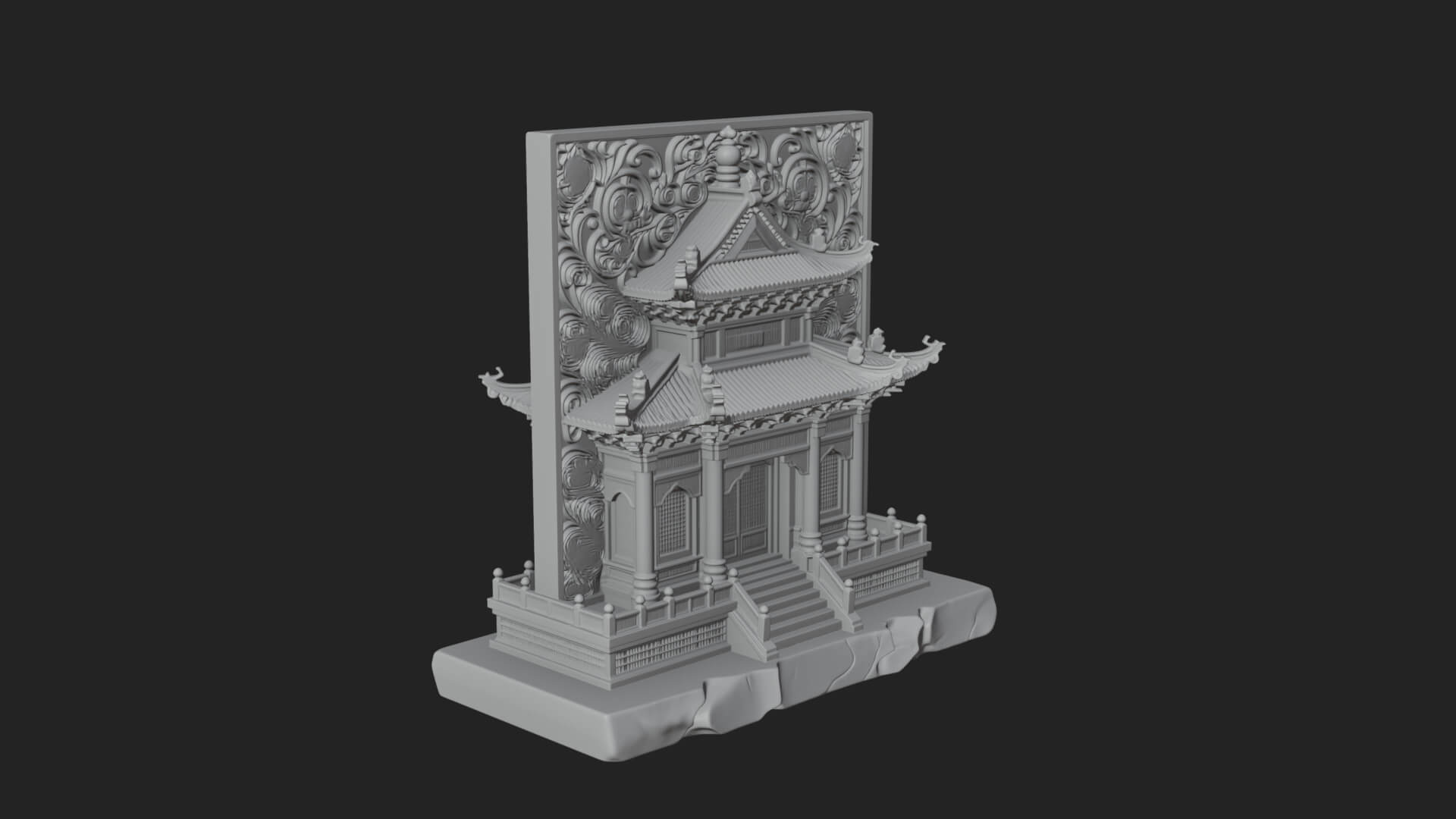 Temple Shrine Relief Plaque Design 2 3D Print Model 3D Model