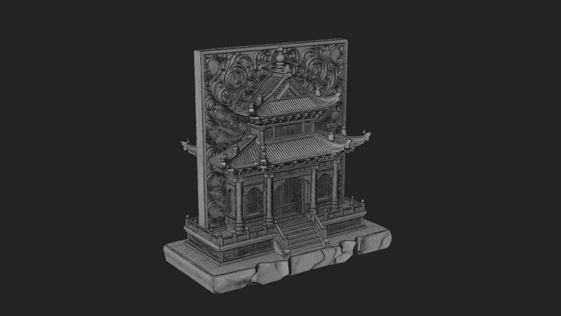 Temple Shrine Relief Plaque Design 2 3D Print Model 3D Model