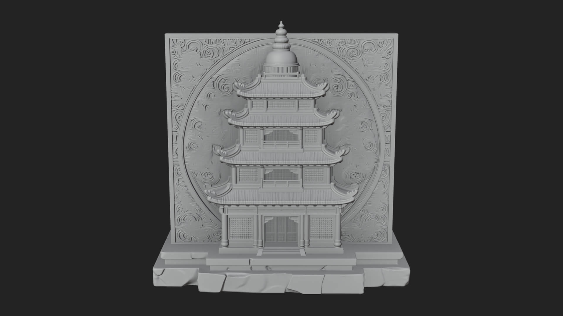 Temple Shrine Relief Plaque Design 3 3D Print Model 3D Model
