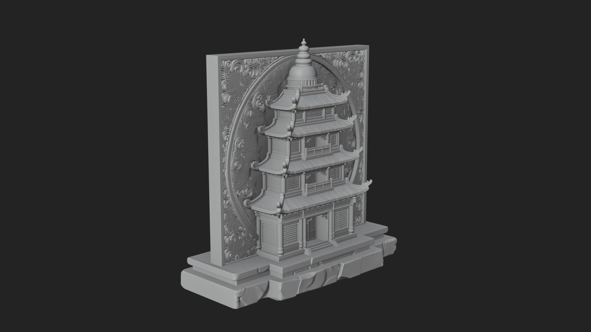Temple Shrine Relief Plaque Design 3 3D Print Model 3D Model
