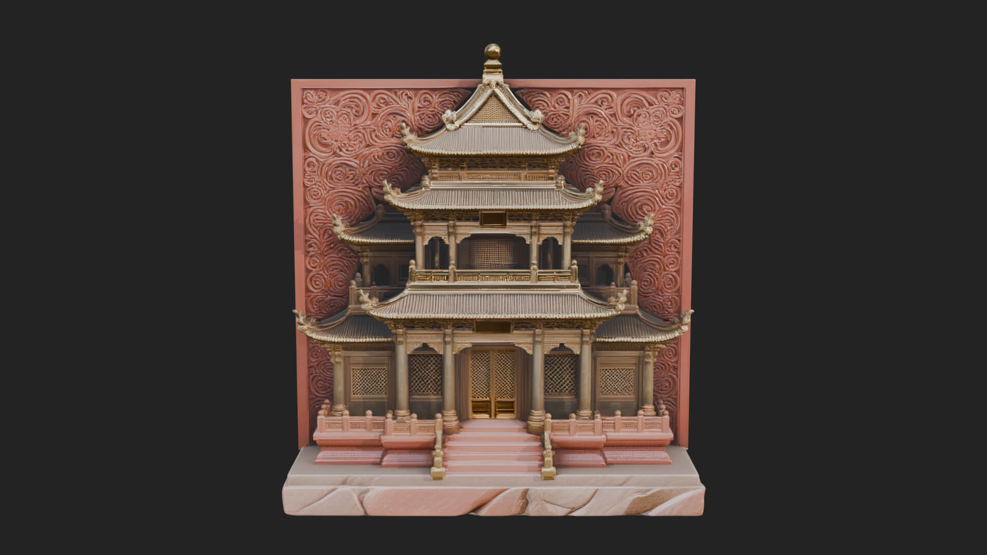 Temple Shrine Relief Plaque Design 4 3D Print Model 3D Model