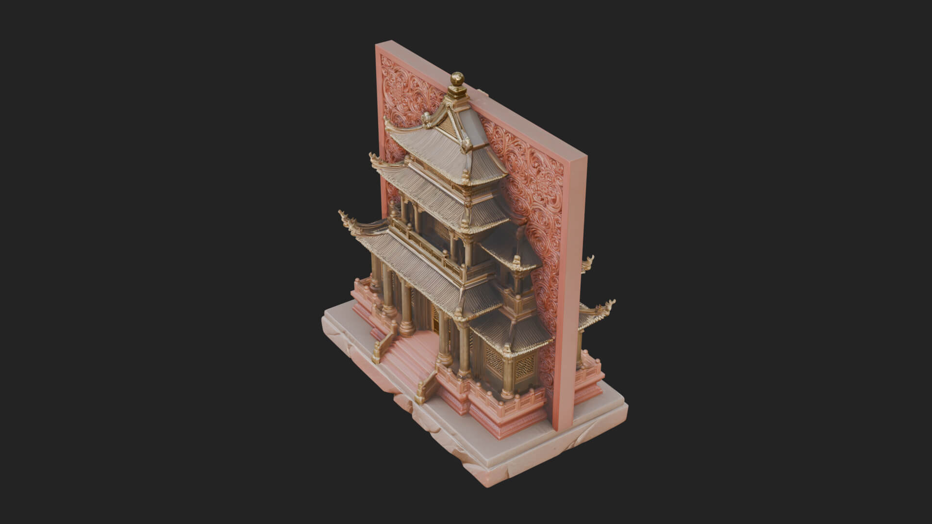 Temple Shrine Relief Plaque Design 4 3D Print Model 3D Model