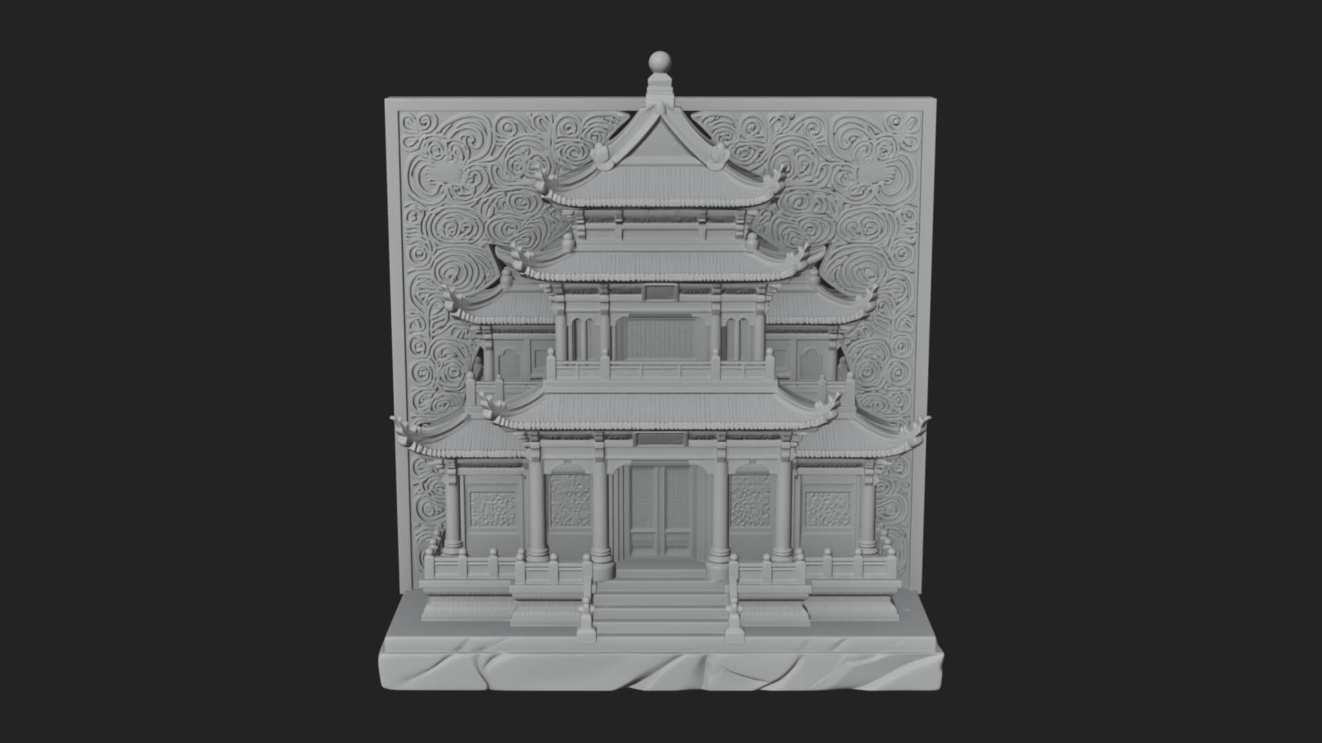 Temple Shrine Relief Plaque Design 4 3D Print Model 3D Model