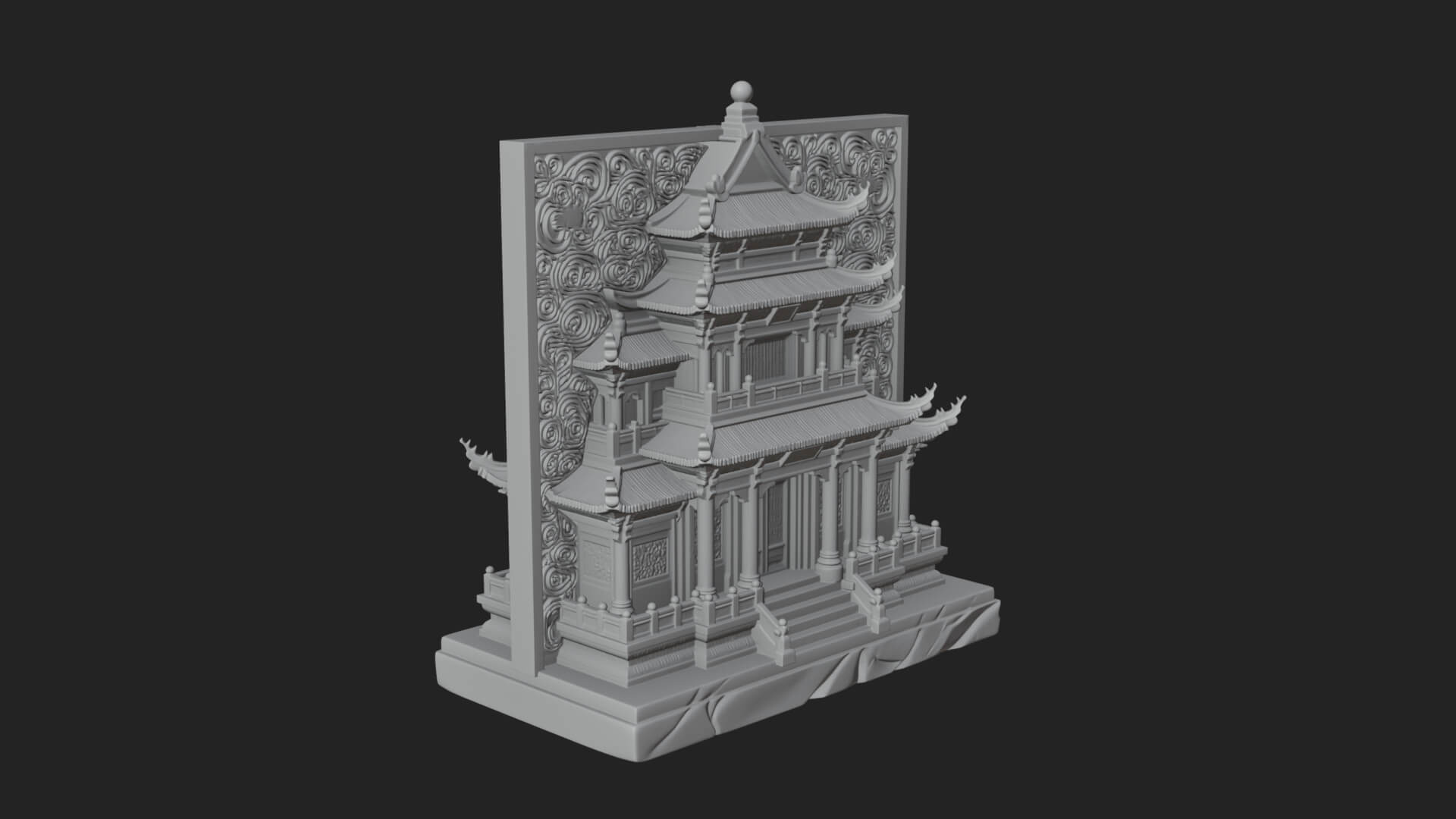 Temple Shrine Relief Plaque Design 4 3D Print Model 3D Model