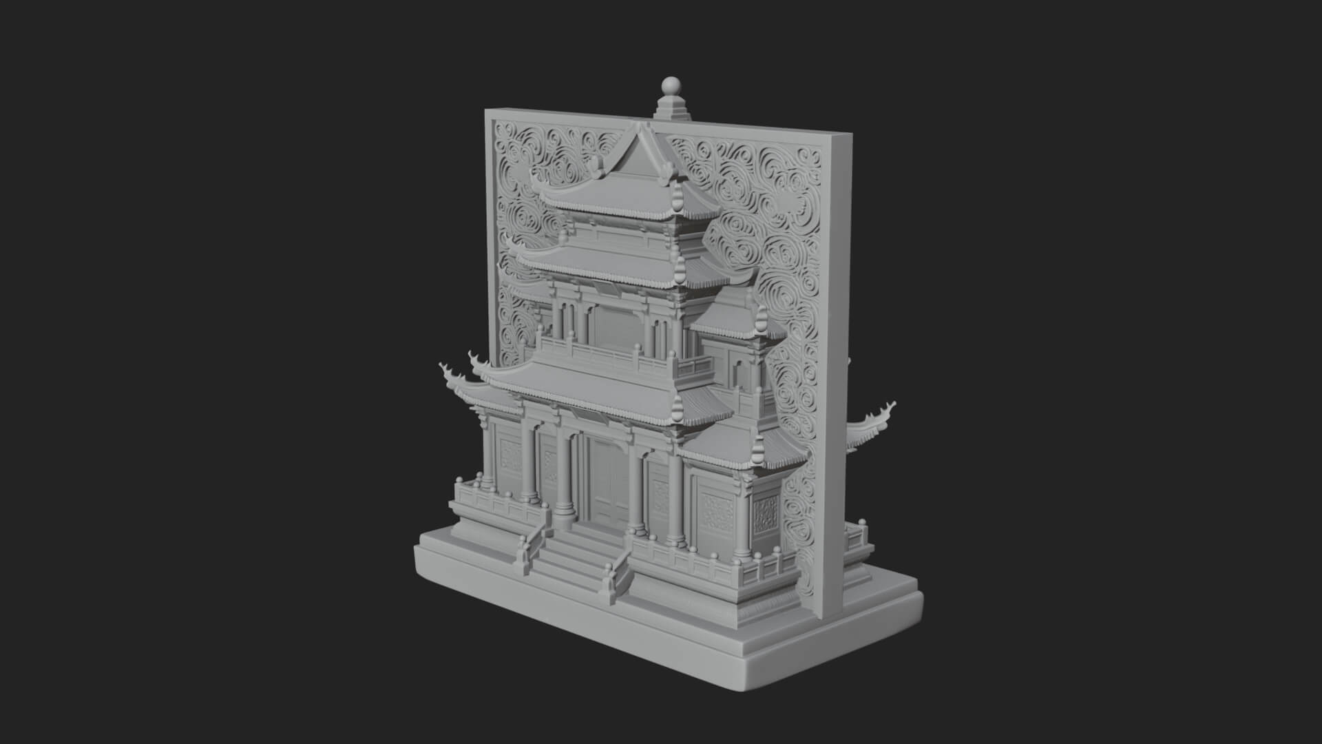 Temple Shrine Relief Plaque Design 4 3D Print Model 3D Model