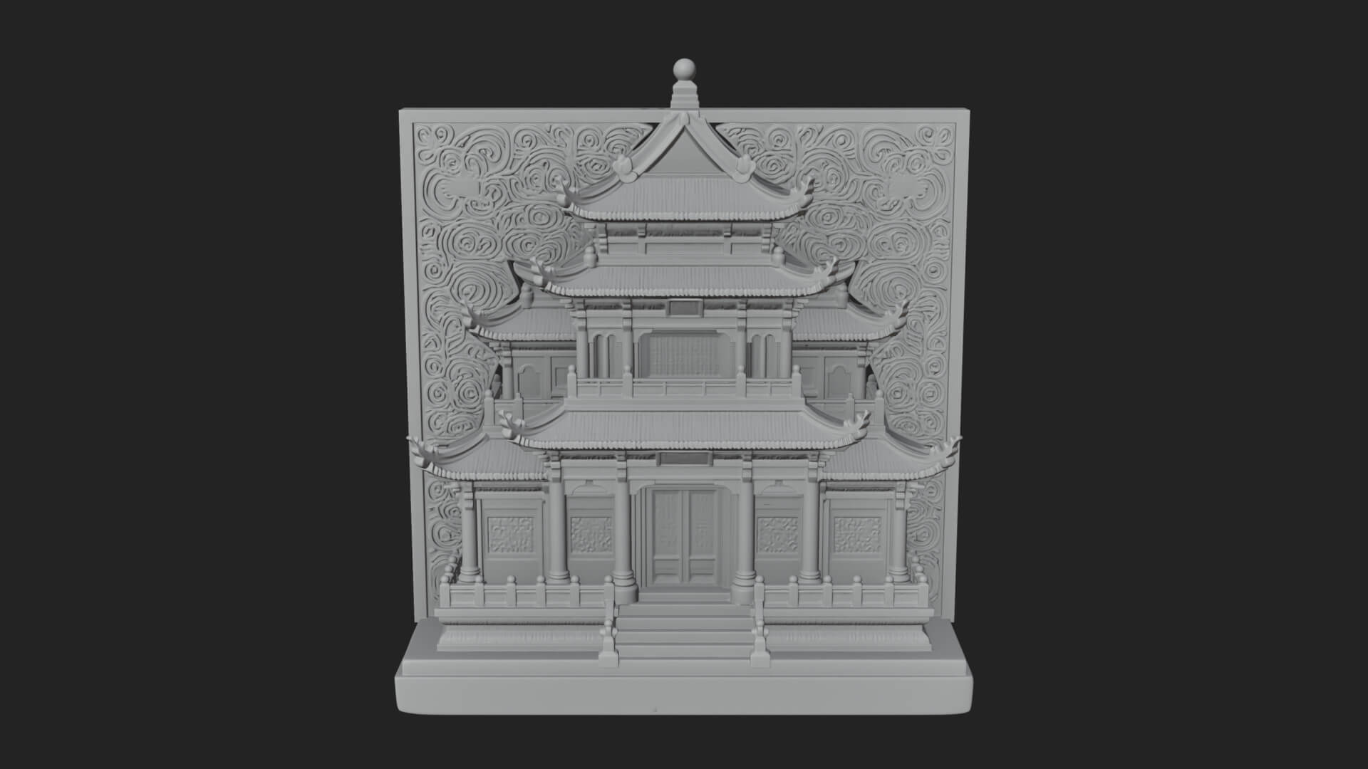 Temple Shrine Relief Plaque Design 4 3D Print Model 3D Model