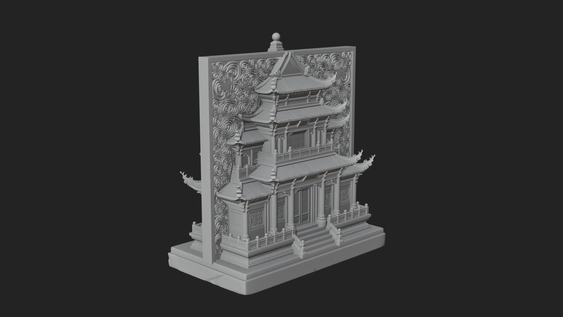Temple Shrine Relief Plaque Design 4 3D Print Model 3D Model