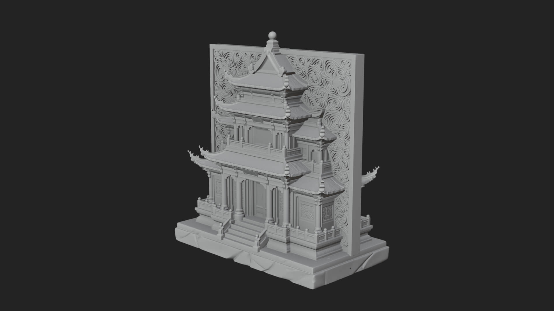 Temple Shrine Relief Plaque Design 4 3D Print Model 3D Model