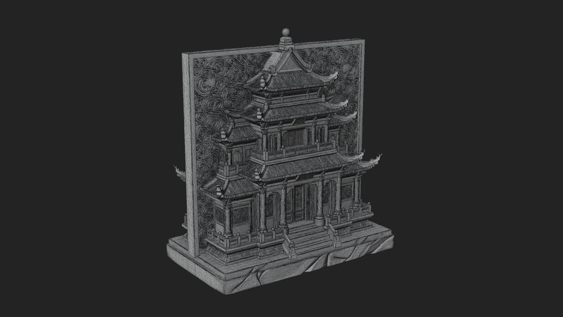 Temple Shrine Relief Plaque Design 4 3D Print Model 3D Model