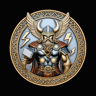 Thor with Hammer Relief Medallion Pendant Design 2 3D Pri