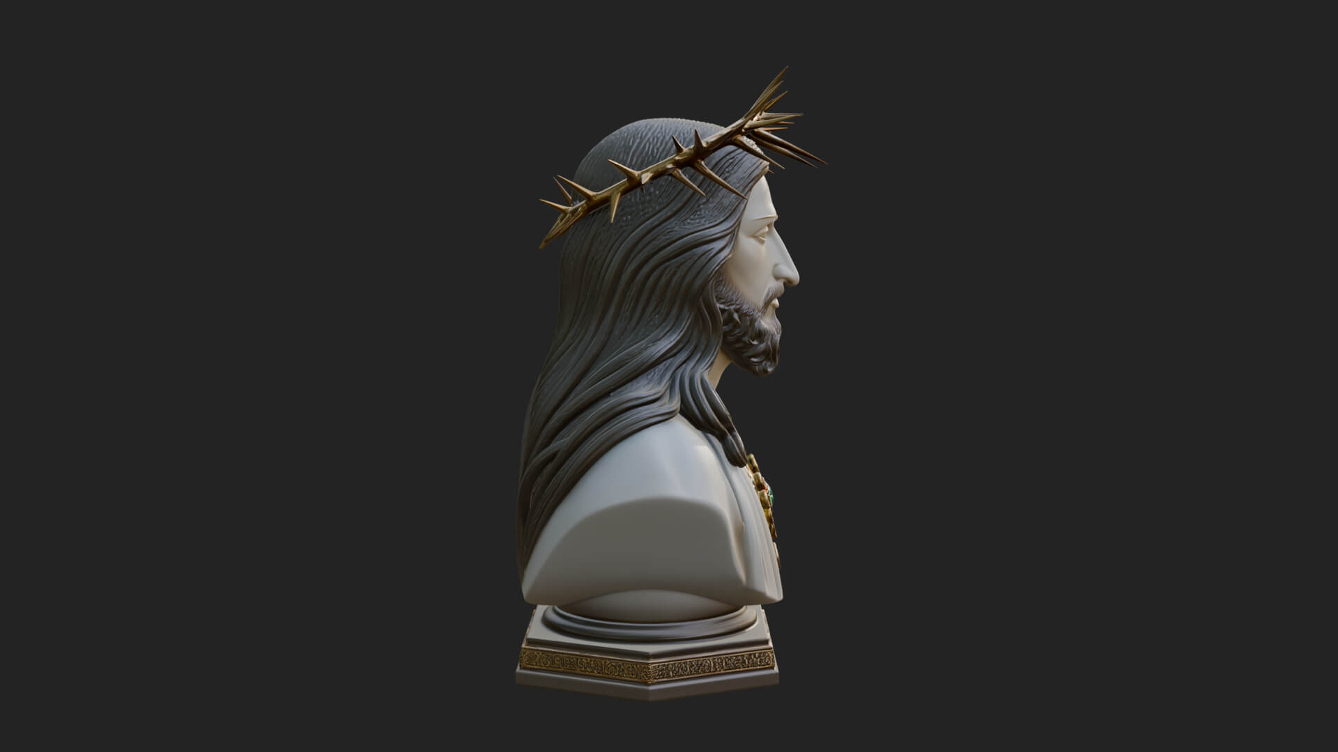 Thorn Crowned Christ Bust Statue Design 1 3D Print Model 3D Model