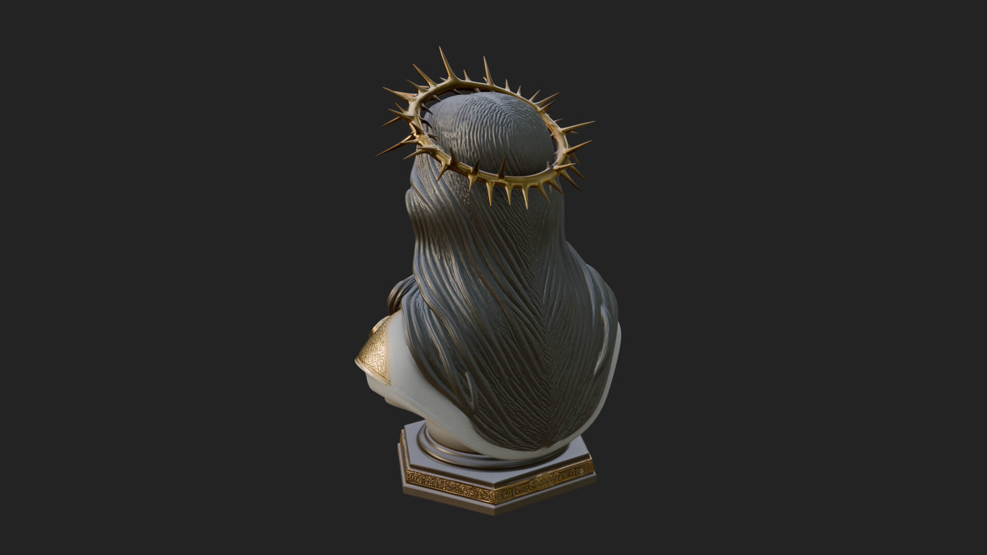 Thorn Crowned Christ Bust Statue Design 1 3D Print Model 3D Model