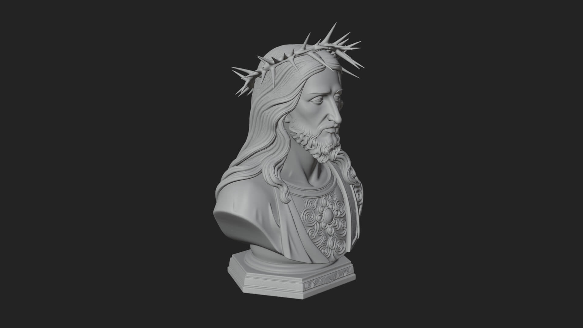 Thorn Crowned Christ Bust Statue Design 1 3D Print Model 3D Model