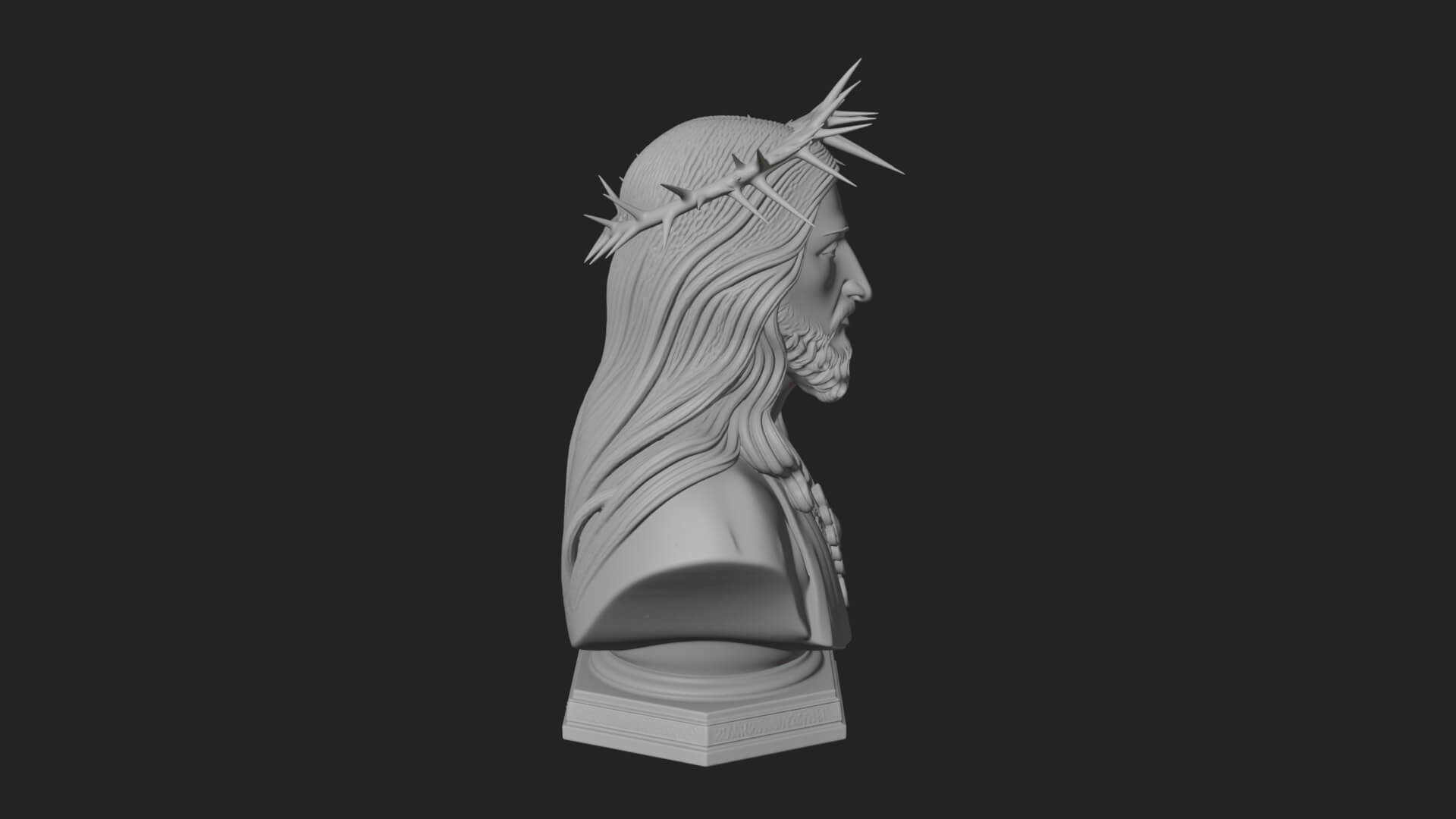 Thorn Crowned Christ Bust Statue Design 1 3D Print Model 3D Model