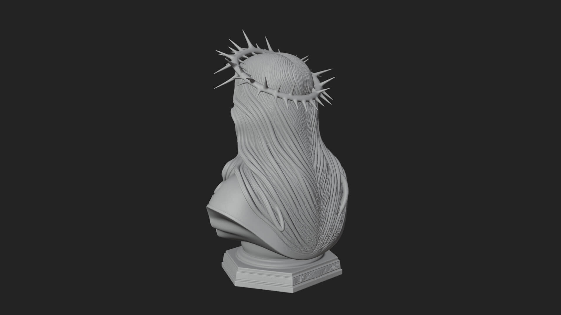 Thorn Crowned Christ Bust Statue Design 1 3D Print Model 3D Model
