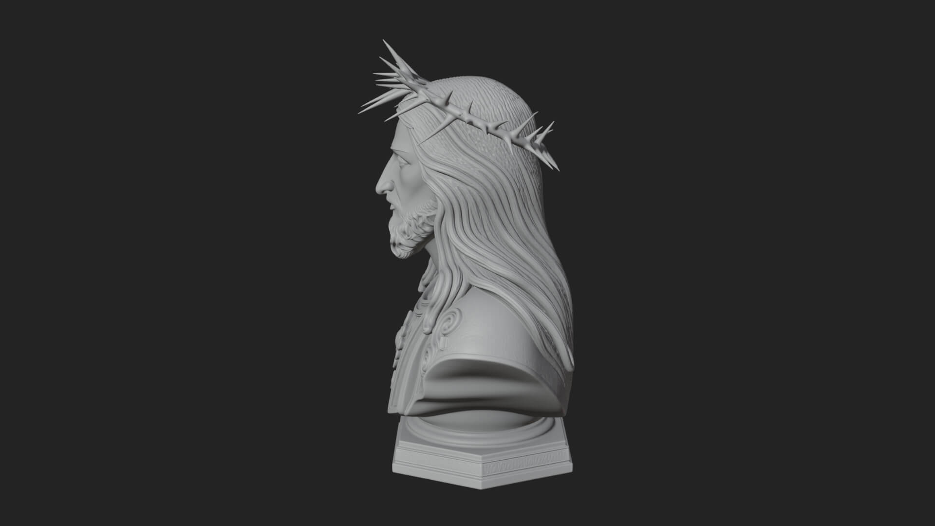Thorn Crowned Christ Bust Statue Design 1 3D Print Model 3D Model