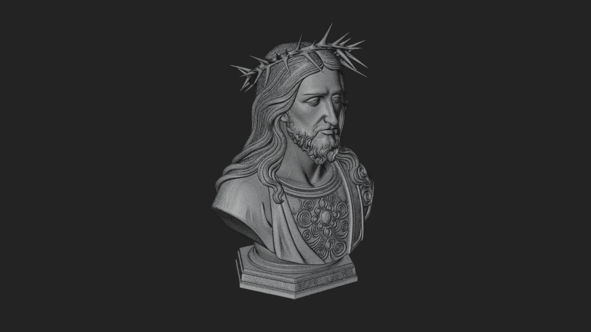 Thorn Crowned Christ Bust Statue Design 1 3D Print Model 3D Model
