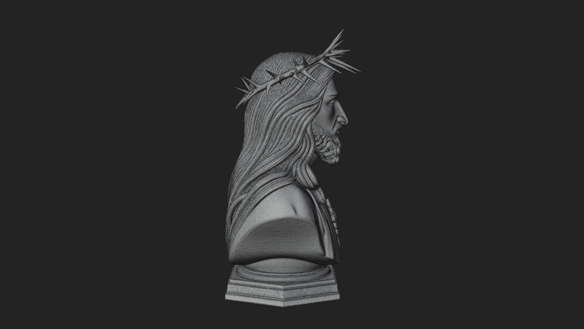 Thorn Crowned Christ Bust Statue Design 1 3D Print Model 3D Model