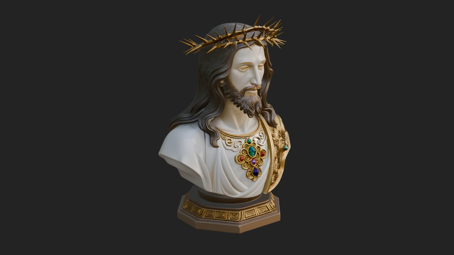 Thorn Crowned Christ Bust Statue Design 2 3D Print Model 3D Model