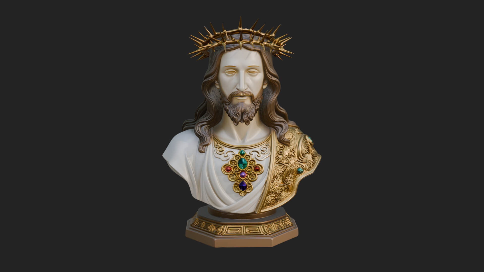 Thorn Crowned Christ Bust Statue Design 2 3D Print Model 3D Model