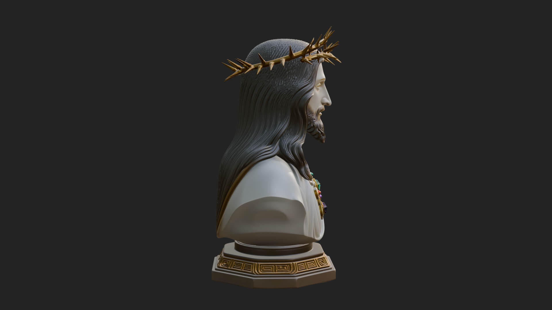 Thorn Crowned Christ Bust Statue Design 2 3D Print Model 3D Model