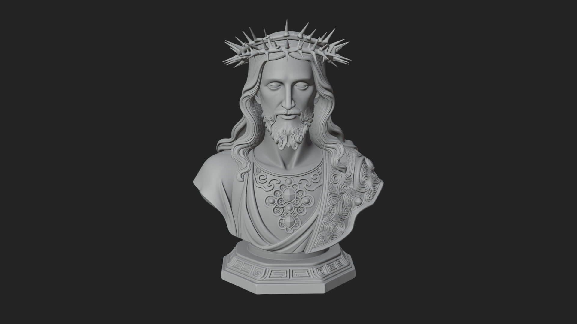 Thorn Crowned Christ Bust Statue Design 2 3D Print Model 3D Model
