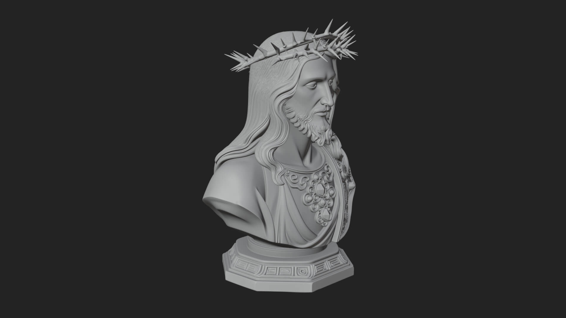 Thorn Crowned Christ Bust Statue Design 2 3D Print Model 3D Model