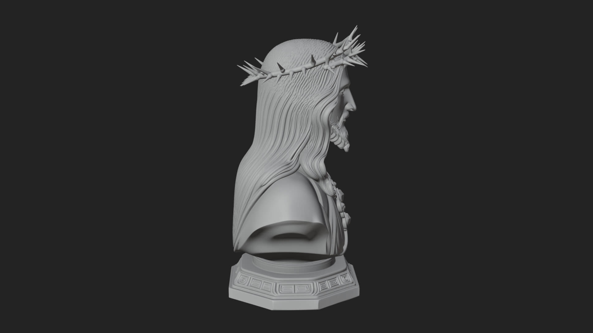 Thorn Crowned Christ Bust Statue Design 2 3D Print Model 3D Model