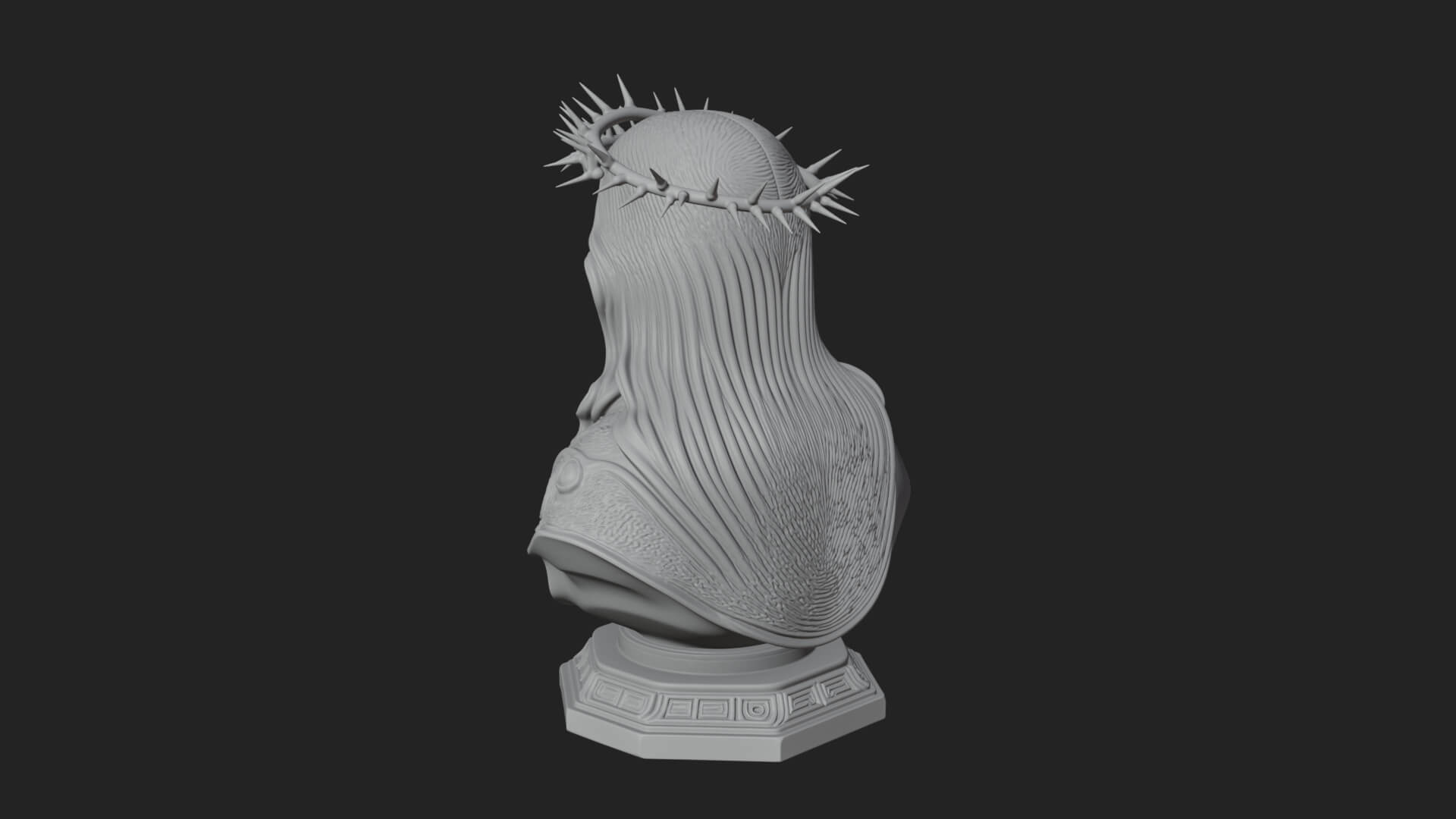 Thorn Crowned Christ Bust Statue Design 2 3D Print Model 3D Model
