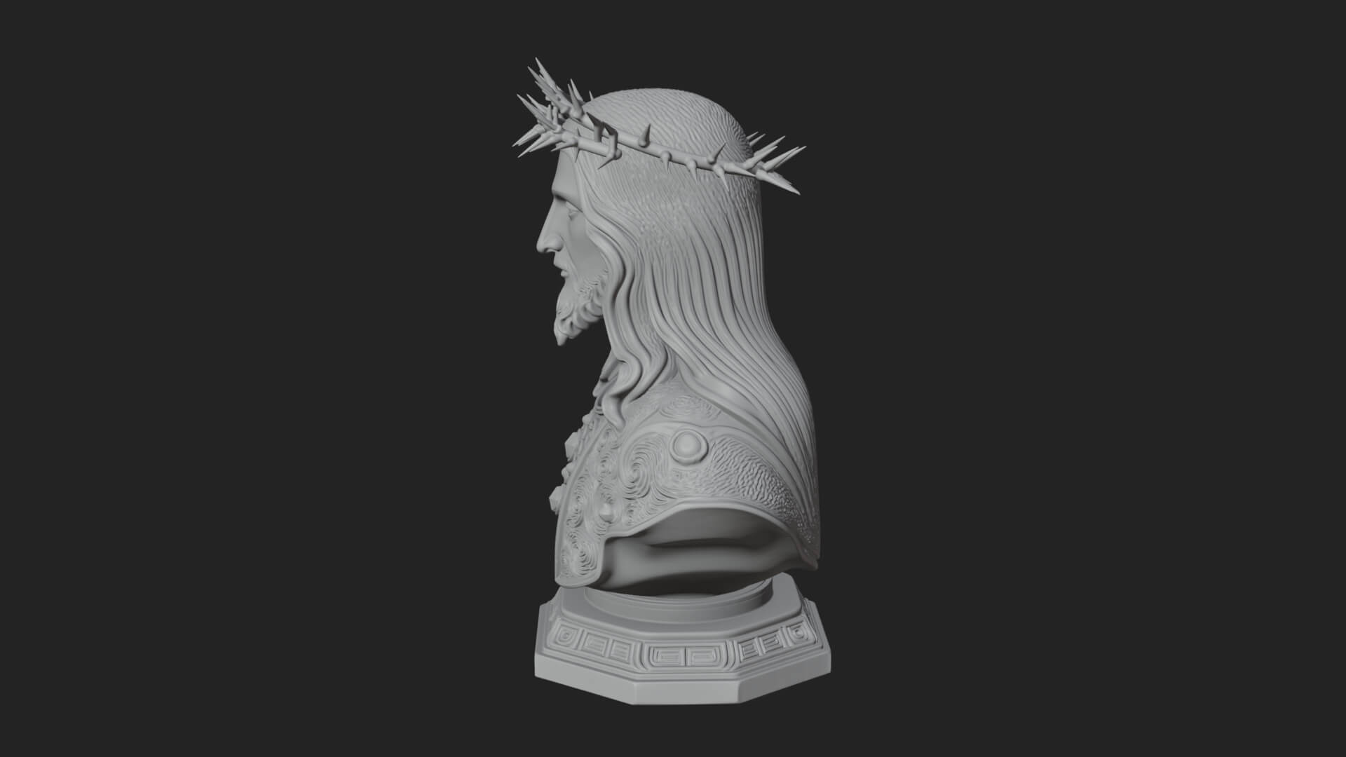 Thorn Crowned Christ Bust Statue Design 2 3D Print Model 3D Model