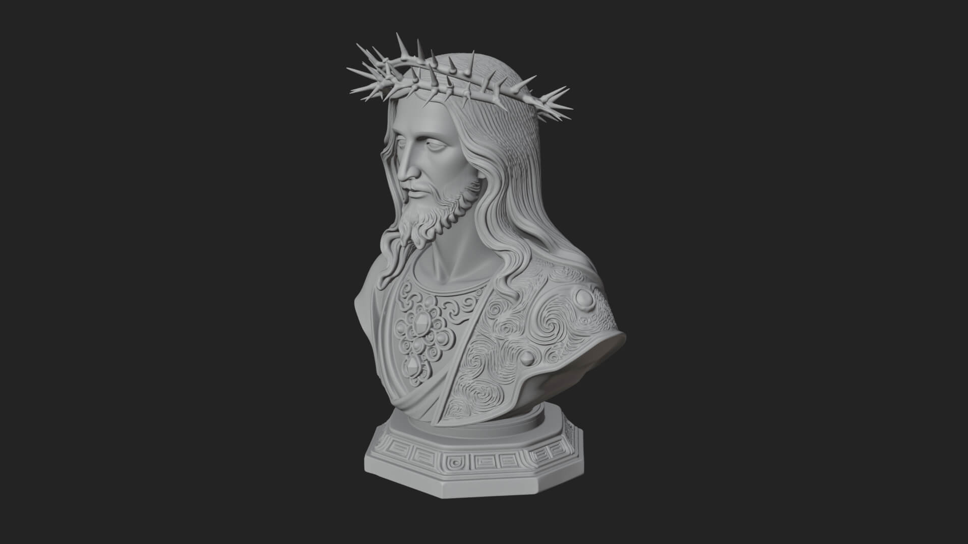 Thorn Crowned Christ Bust Statue Design 2 3D Print Model 3D Model
