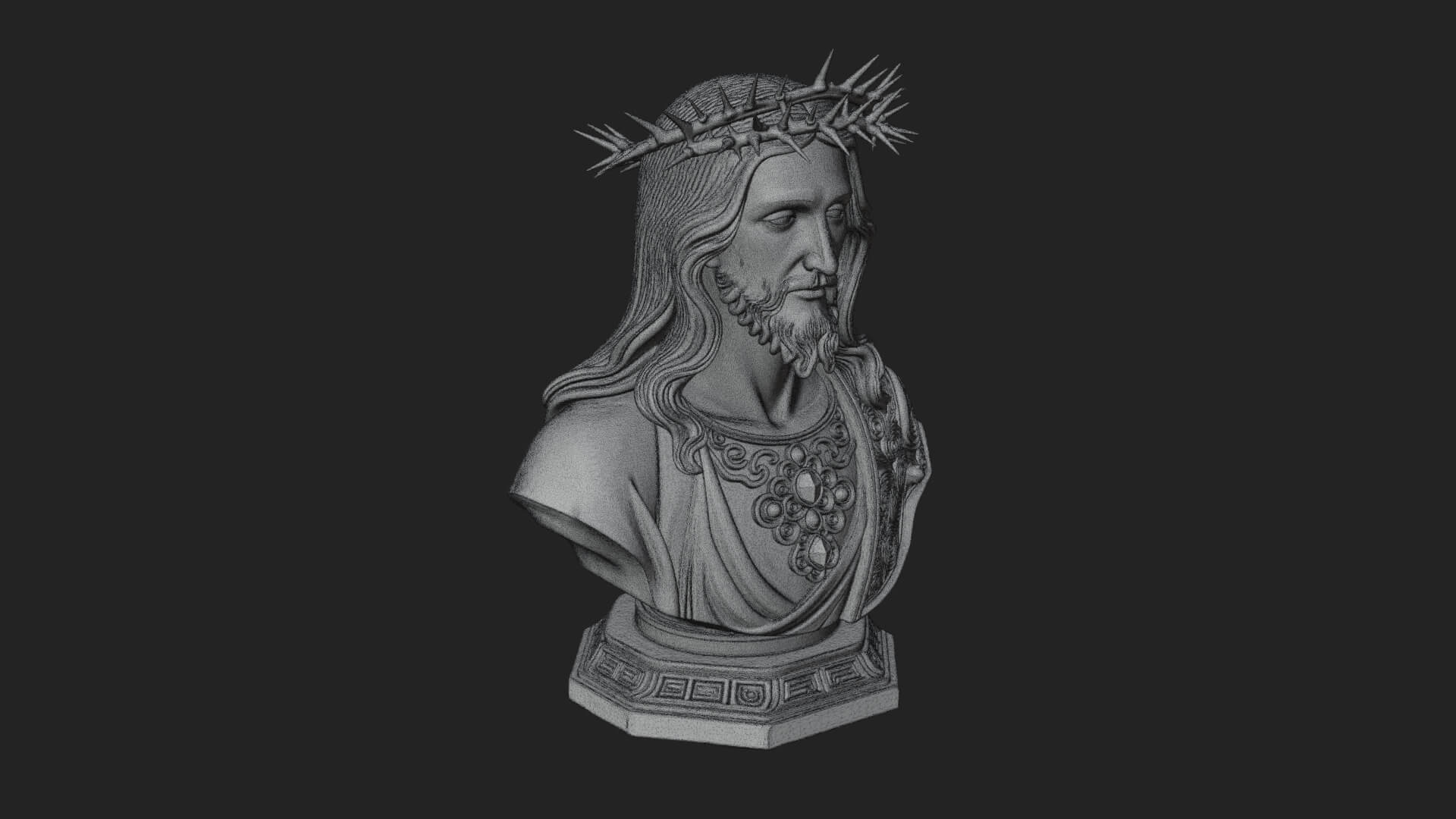 Thorn Crowned Christ Bust Statue Design 2 3D Print Model 3D Model