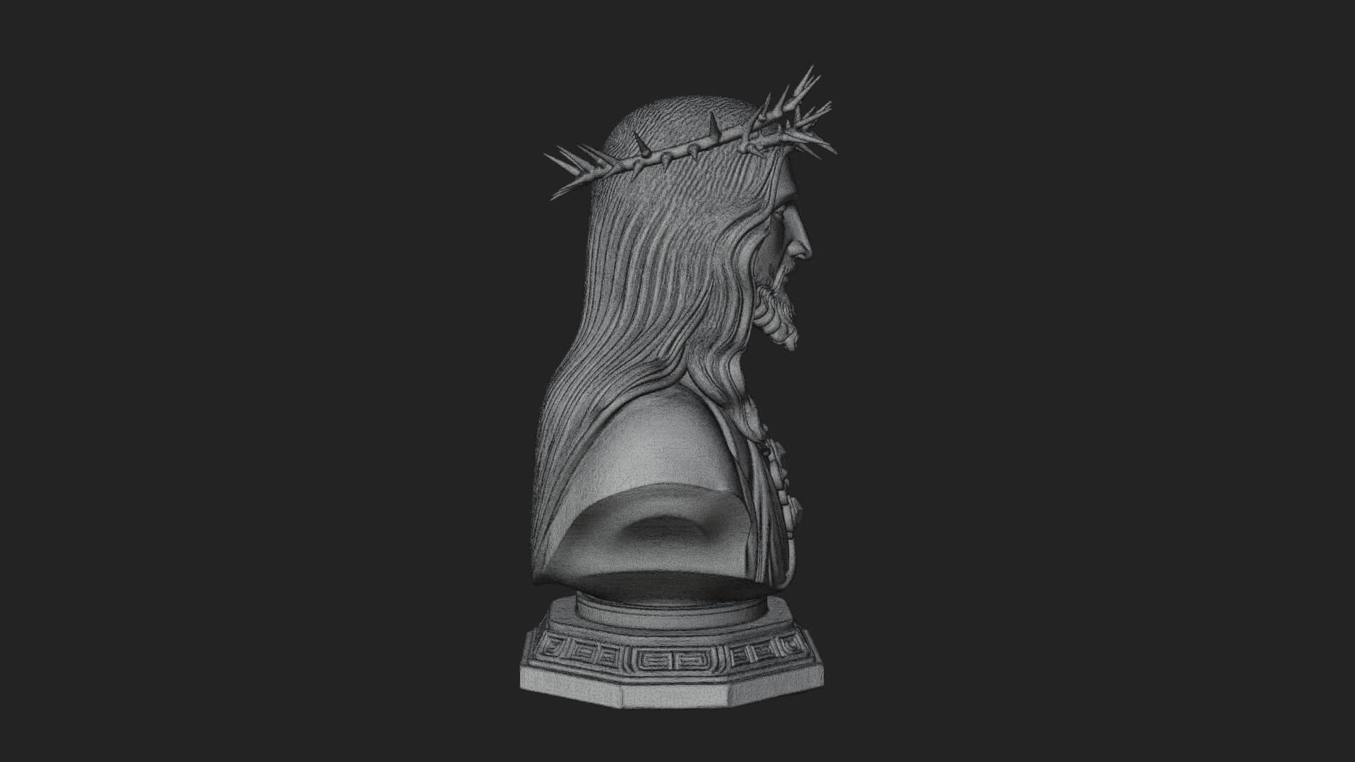 Thorn Crowned Christ Bust Statue Design 2 3D Print Model 3D Model