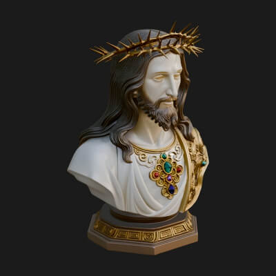 Thorn Crowned Christ Bust Statue Design 2 3D Print Model