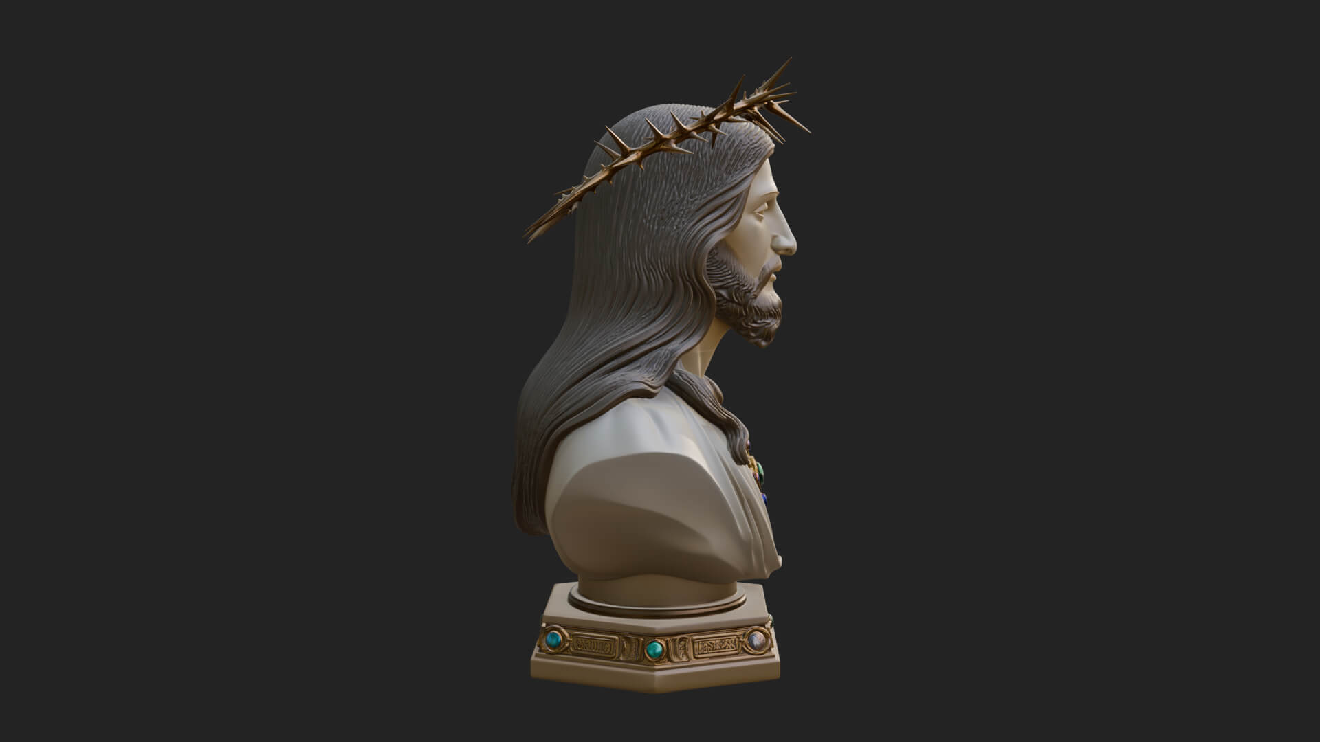 Thorn Crowned Christ Bust Statue Design 3 3D Print Model 3D Model