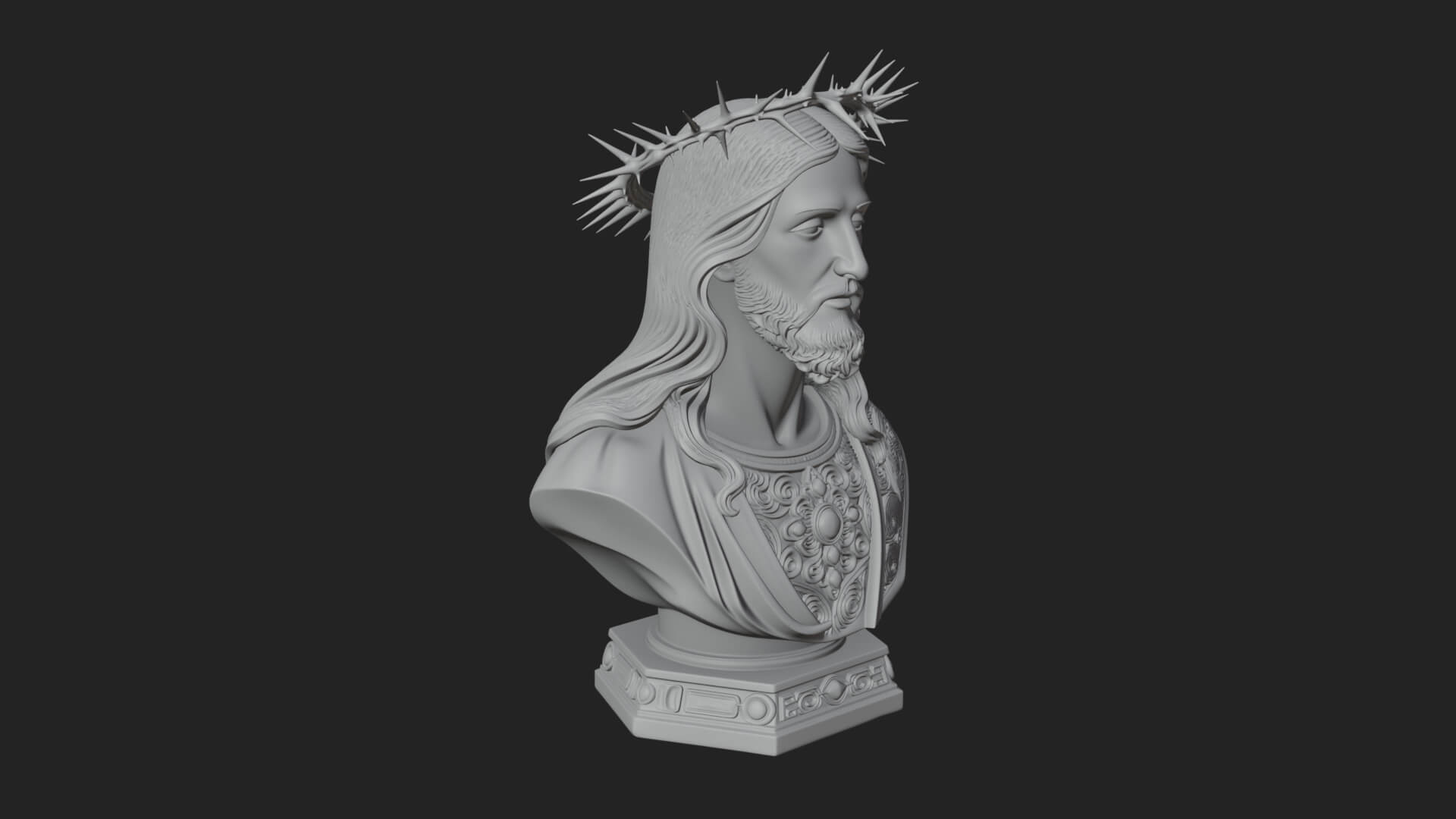Thorn Crowned Christ Bust Statue Design 3 3D Print Model 3D Model