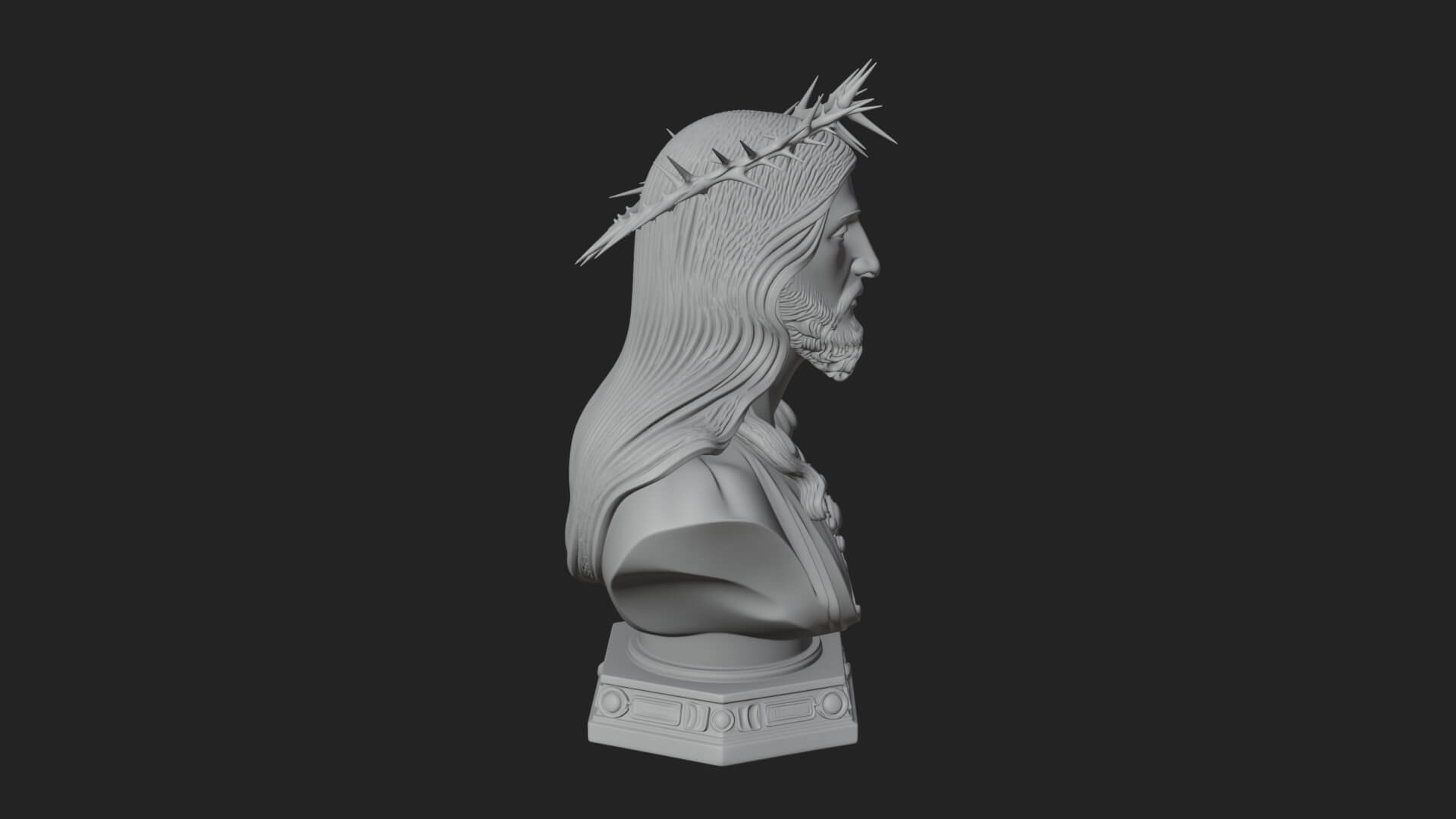 Thorn Crowned Christ Bust Statue Design 3 3D Print Model 3D Model