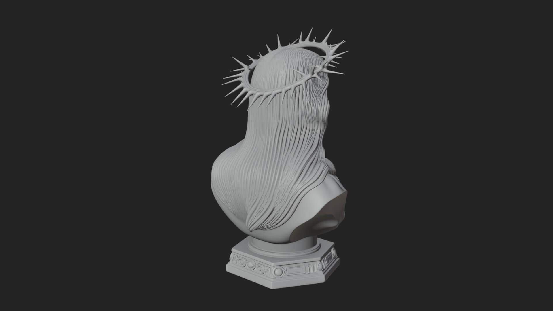 Thorn Crowned Christ Bust Statue Design 3 3D Print Model 3D Model