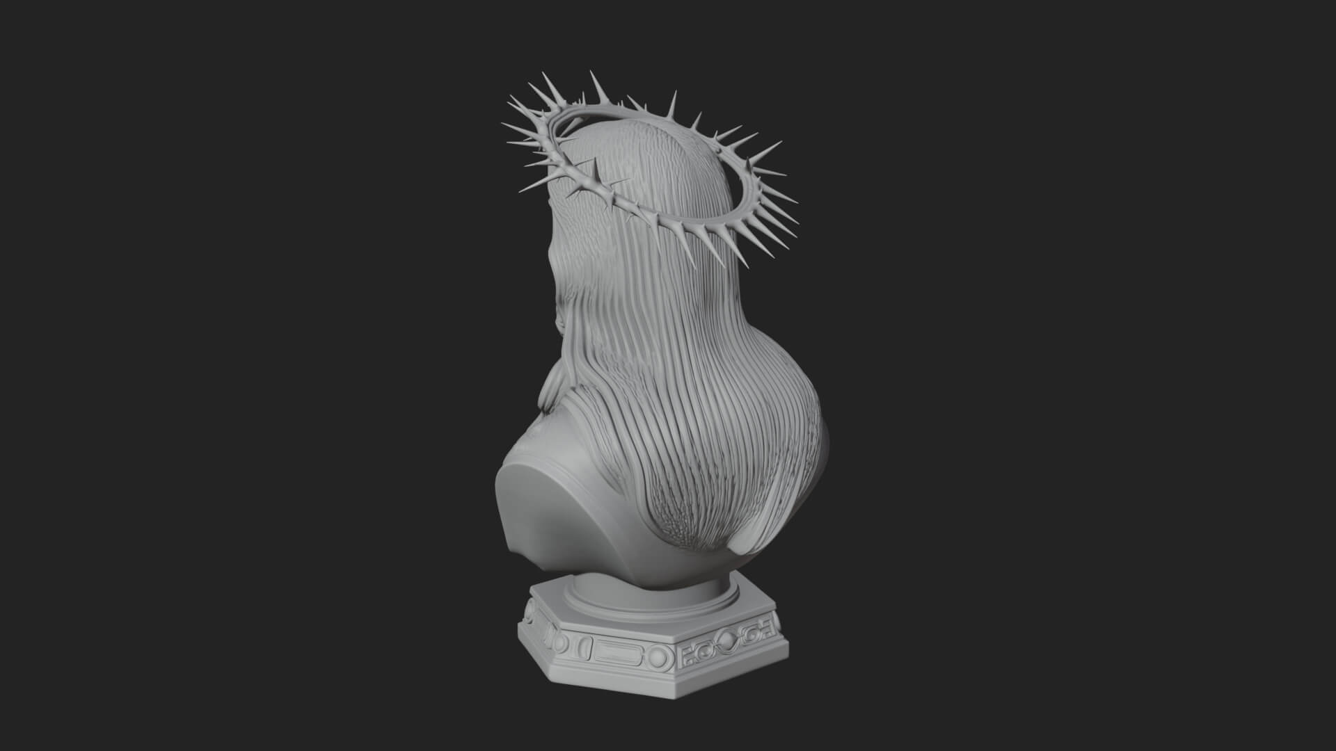 Thorn Crowned Christ Bust Statue Design 3 3D Print Model 3D Model