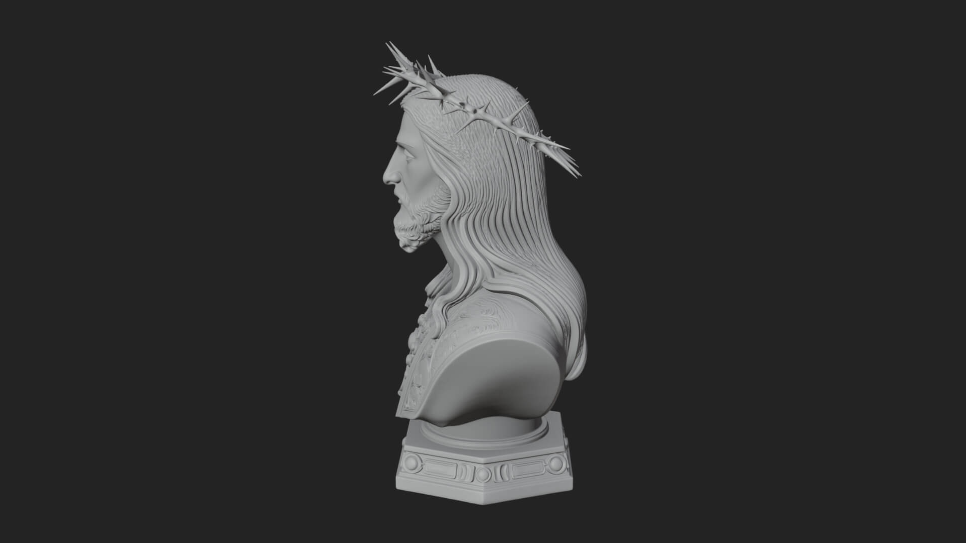 Thorn Crowned Christ Bust Statue Design 3 3D Print Model 3D Model