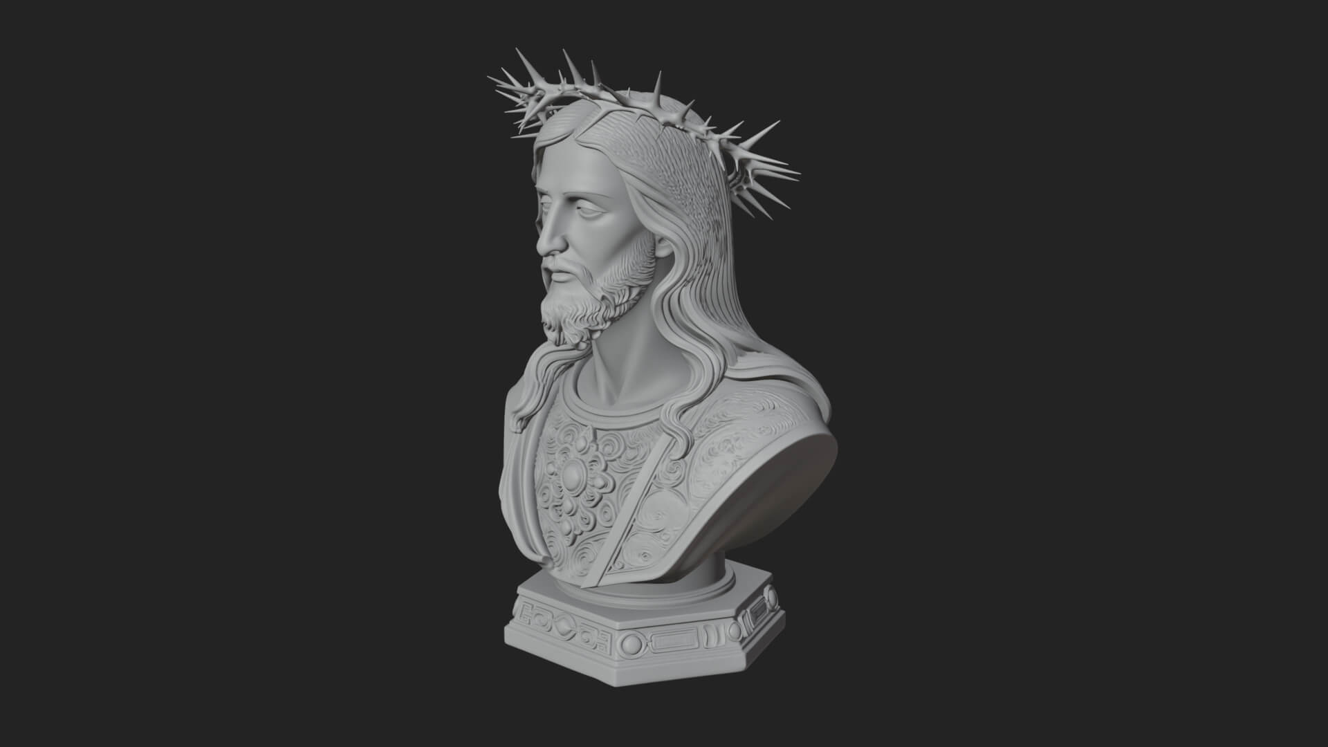 Thorn Crowned Christ Bust Statue Design 3 3D Print Model 3D Model